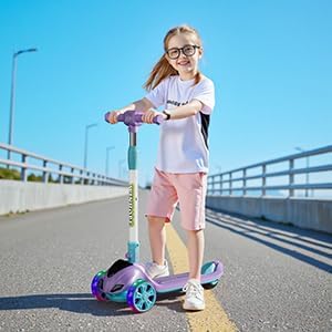 3-Wheel Foldable Kick Scooter for Kids, 4 Adjustable Height Toddler Scooter with LED Lighted Wheels, Lean-to-Steer Design& Wider Anti-Slip Deck for Children Boys & Girls Ages 3-8