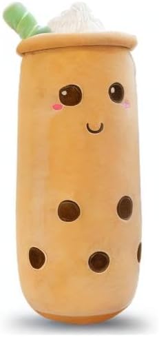 Cute Plushies Plush Plushie Long Plush Pillow Bubble Tea Stuffed Animal Gift for Kids Adults (Long Brown Plush,24 Inch)