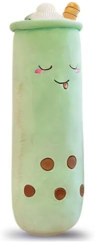 Cute Plushies Plush Plushie Long Plush Pillow Bubble Tea Stuffed Animal Gift for Kids Adults (Long Green Plush,24 Inch)