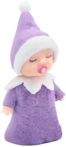 WULEEUPER Sleeping Elf Doll with Pacifier | Christmas Miniature Elf Doll Toys | New Year Holiday Decoration Party Gift (Purple)