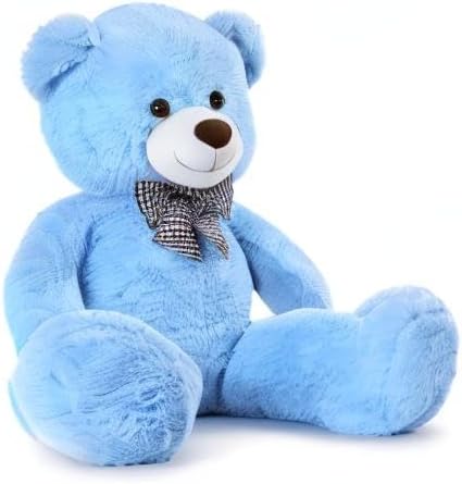MorisMos Bow Tie Giant Teddy Bear 4 Feet, 47inch Stuffed Animal Big Teddy Bear Plush, Classic Girlfriend Boyfriend Gift on Birthday, Blue