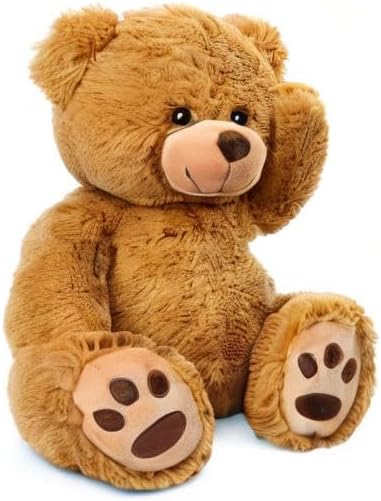 LotFancy Teddy Bear Stuffed Animals, 20 inch Brown Soft Cuddly Stuffed Plush Bear, Cute Stuffed Animals Toy with Footprints, Gifts for Kids Baby Toddlers on Baby Shower, Easter Decoration