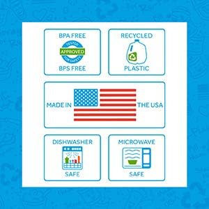 Re-play 3 Divided Toddler Plates, 3 Utensils Set and 3 Wide Base Bowls - Dishwasher and Microwave Safe - Made in USA - Mermaid