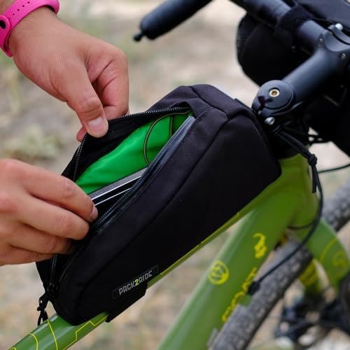 Toprock Frame Bag - Water Resistant, Durable Cordura Fabric & Bicycle Daily Essentials Holder - Top Tube, Frame Storage, Bikepacking for Road, Gravel Cycling - Black (1 L)