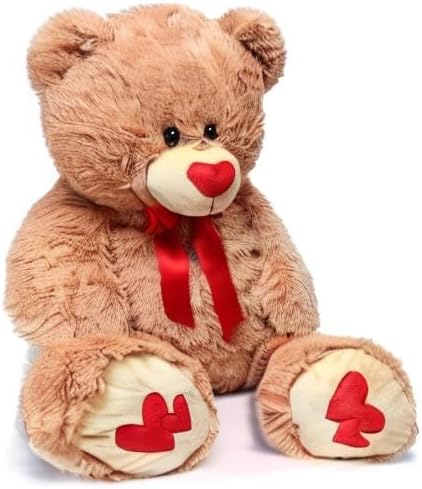 MorisMos Love Heart Giant Teddy Bear, 36inch Big Love Bears with Bow Tie, Large Stuffed Animals for Girlfriend, Boyfriend, Brown