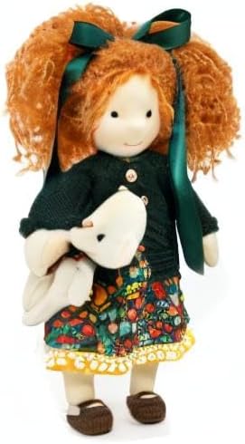 BlissfulPixie Handmade Waldorf Hanne 12" Soft Girl Rag Doll with Cute Stuffed Plush, Ideal First Doll for Babies & Toddlers