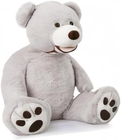 MorisMos Smile Giant Teddy Bear, 51inch Large Stuffed Bears with Big Footprints, Big Stuffed Animals Cuddly Plush Gifts for Girlfriends, Boyfriend, Gray