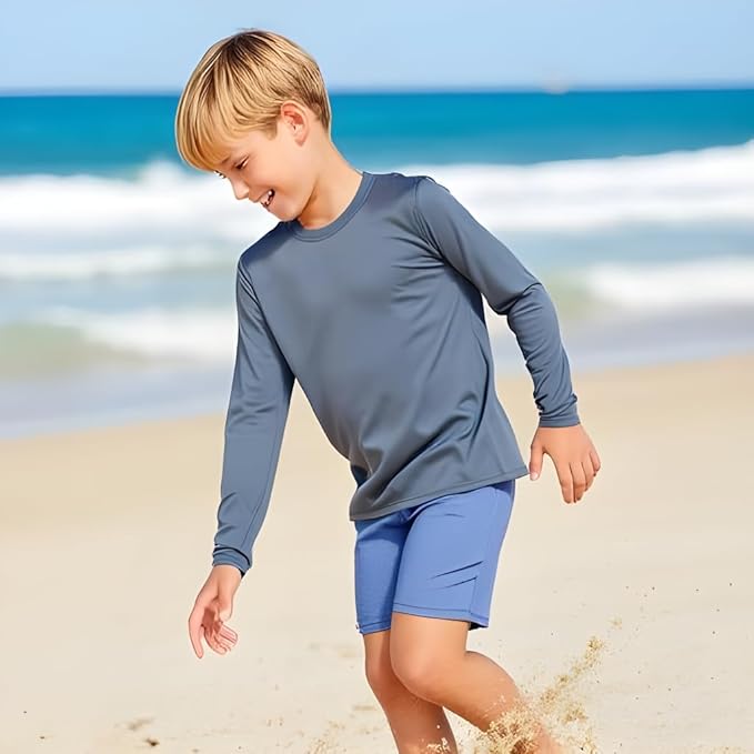 INGEAR Boys' Rash Guard UPF 50+ Swim Shirt - Lightweight, Quick-Dry, Durable Sun Protection for Swimming, Sizes XS-XL