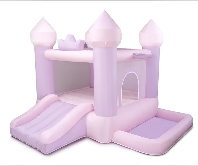 9FT Pink/Purple Bounce House Inflatable Toddler Trampoline Suitable for 3-6 Year Old Children Party Gifts Indoor and Outdoor Two Tone Bounce Castle Wedding/Festival Decorations