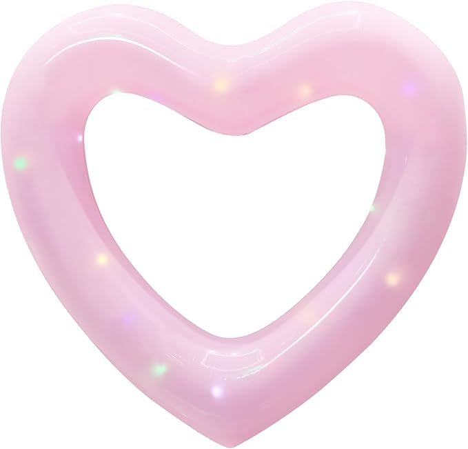 Inflatable Heart Pool Float, Sweet Love Swim Rings Float Loungers Tube for Summer Water Fun Beach Party Toys for Kids, Adults