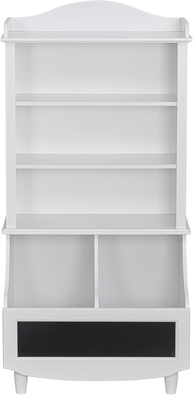 UTEX Wood Open Bookshelf and Toy Storage, Bookcase with Blackboard and Cubbies, Toy Organizer Cabinet, Bookshelves Display Stand for Toddlers, Kids, White