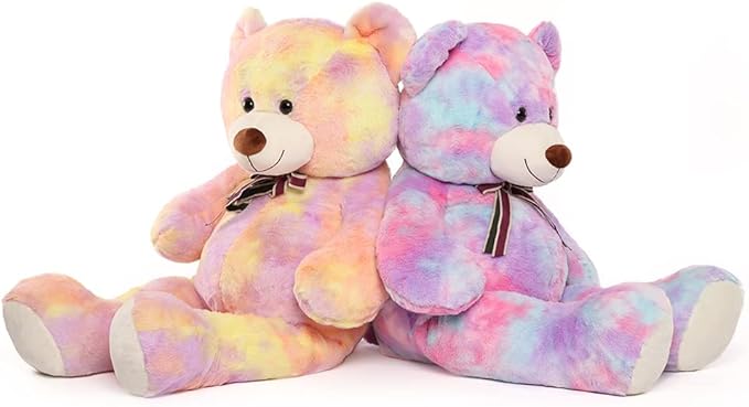 Tezituor 40in Giant Teddy Bear,Big Stuffed Animal Plush Toys,Rainbow Purple Soft Bear Plushie Gifts for Adult & Kids Boys Girls Baby Shower Party,Valentine, Christmas, Birthday
