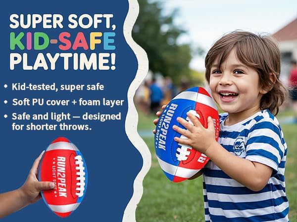 Light Soft Mini Football for Kids Toddler - 8" PU Leather and Foam Layer Small Footballs - Safe Lightweight Indoor Outdoor Beach Water Pool Sports Toys for Summer Outside Games Play with Pump