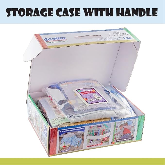 Ultimate Play Fort Kit (83-Piece Set), Stick and Ball Fort Building Kit w/ 3 Play Tent Covers