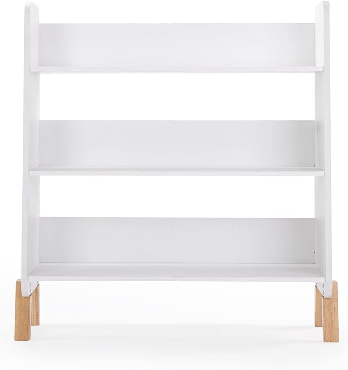 dadada Muse Toddler Bookshelf, 3-Tier 30" Modern Storage Display, White/Natural