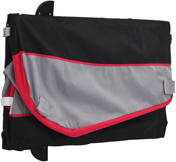 Bike Wagon Trailer, Bike Cart with Safety Flag, Bike Trailer Bicycle Cargo Trailer, Black and Red 99.2 lb Iron, 49.6"x24.8"x24.8"