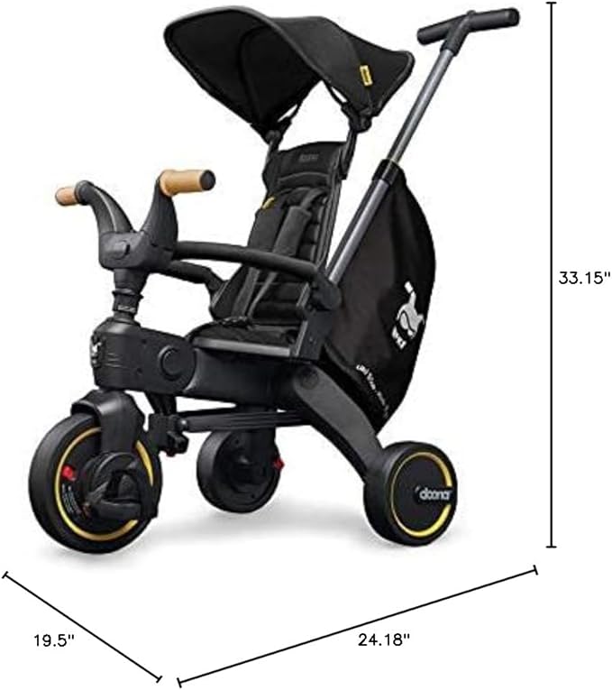Doona Liki Trike S5, Nitro Black - 5-in-1 Compact, Foldable Tricycle - Suitable for Toddlers 10 to 36 Months