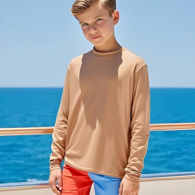 INGEAR Boys' Rash Guard UPF 50+ Swim Shirt - Lightweight, Quick-Dry, Durable Sun Protection for Swimming, Sizes XS-XL