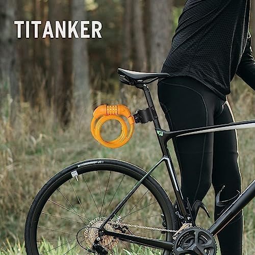 Titanker Bike Lock, Bicycle Lock 4 Feet Cable Lock 1/2 Inch Resettable Bike Lock Combination with Mounting Bracket, Bike Accessories for Bicycle, Electric Scooter, Motorcycle