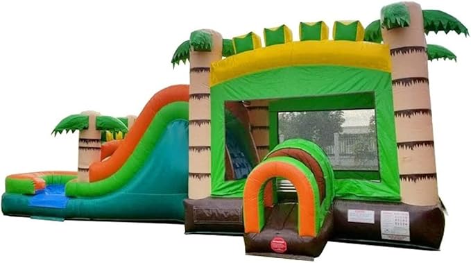 TentandTable Inflatable Bounce House Water Slide for Kids 5-12 Large, Commercial Grade Mega Bouncy Castle for Adults, Jump House, Includes Electric Air Blower, 32' L x 16' W x 15' H, Tropical Jungle