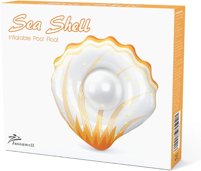 Jasonwell Inflatable Seashell Pool Float Floatie with Ball Water Fun Large Blow Up Summer Beach Swimming Floaty Party Toys Lounge Raft for Kids Adults