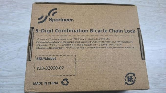 Sportneer Bike Lock: 5 Digit Combination High Security Anti Theft Bike Chain Lock - 3.2/3.6/4ft Heavy Duty Keyless Bicycle Lock for Bike, Motorcycle, Scooter, Door & Gate - 4/6mm Thick, Easy to Use