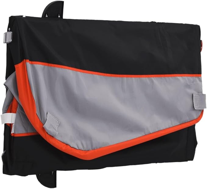 Bike Wagon Trailer, Bike Cart with Safety Flag, Bike Trailer Bicycle Cargo Trailer, Black and Orange 99.2 lb Iron, 49.6"x24.8"x24.8"