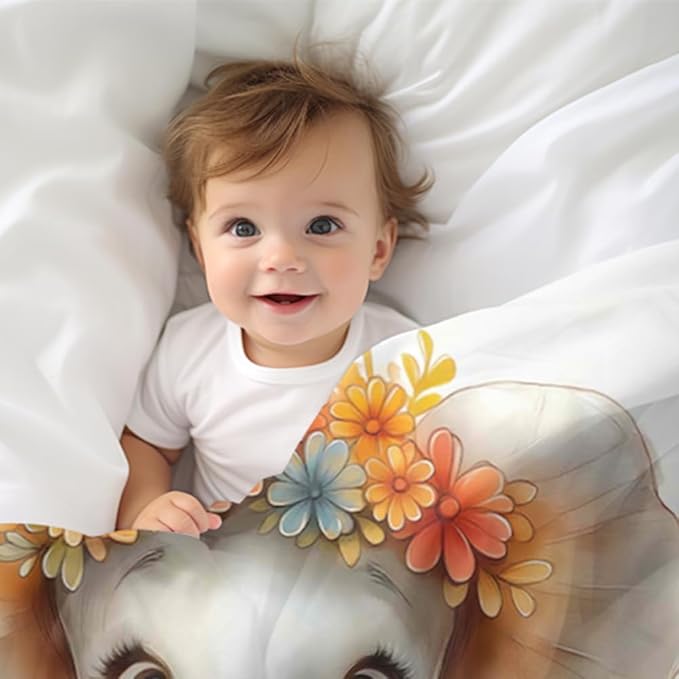 Custom Baby Girl Blanket with Name Personalized Cute Elephant Blanket Customized Soft Flannel Throw Blanket Gift for Birthday Baby Shower