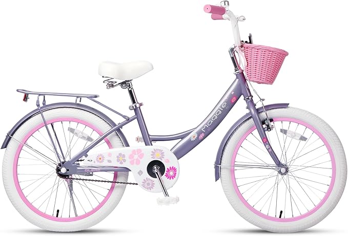 Glerc Maggie Girls Bike, 12-20 Inch Kids Bike for 2-13 Years Old Children, Princess Style Kids Bicycle with Doll-Seat & Basket & Training Wheels, Multiple Colors