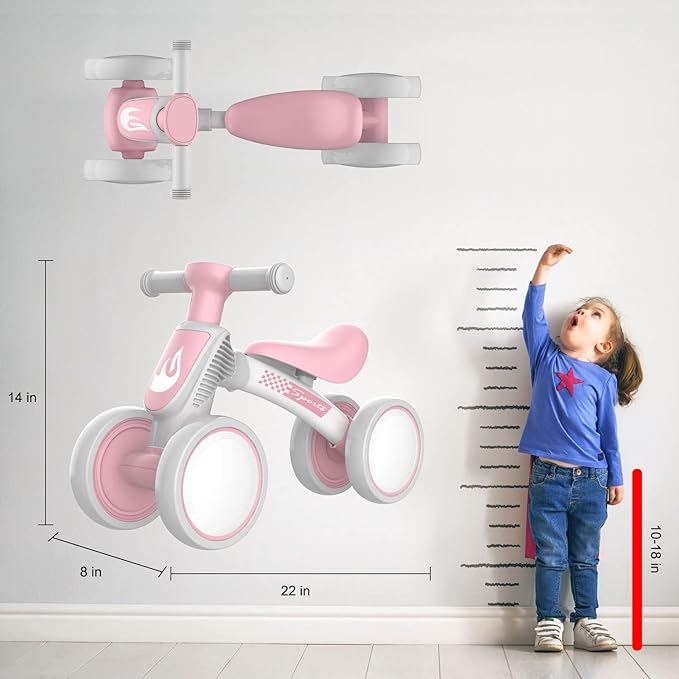 Baby Balance Bike Toys for 1 Year Old Girl Gifts, 10-36 Month Toddler Balance Bike, No Pedal 4 Silence Wheels & Soft Seat Pre-School First Riding Toys, 1st Birthday Gifts