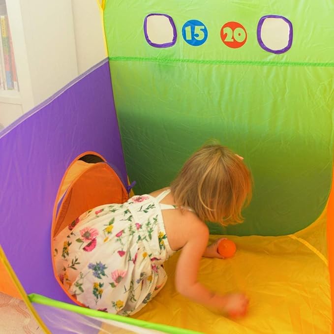 Alvantor Kids Tent Play Tents & Tunnel 3-in-1 Pop Up Tent with Tunnel Toddler Ball Pit Indoor/Outdoor Tents Fun Toss It Game Zone Playhouse for Children (Include 4 Balls)
