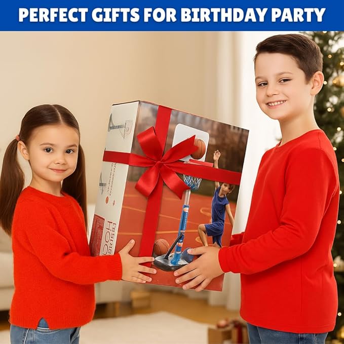 Toddler Basketball Hoop Adjustable for Kids – Grow-with-Me Indoor & Outdoor Basketball Hoop for Toddlers 1-3 with Mini Basketball, Pump, Stable Base, Height Adjustable 2.5 to 5.5 Feet