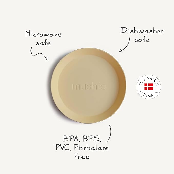 mushie Round Dinnerware Plates for Kids | Made in Denmark, Set of 2 (Smoke)