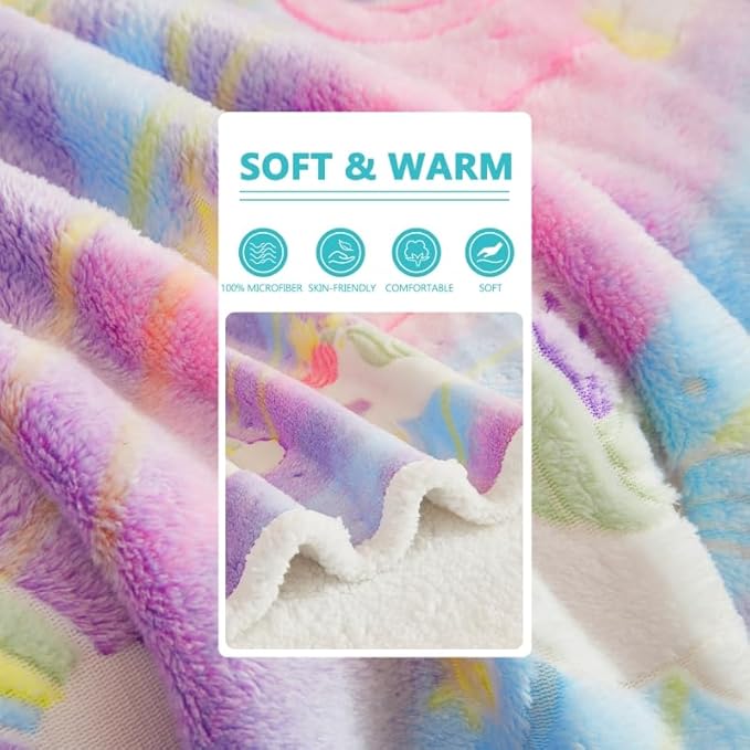 Glow in The Dark Unicorns Blanket,Unicorns Gifts Toys for Girls, Christmas Birthday Presents Decor for Kids Age 3-14 Year Old Daughter Teen Child Toddler Soft Sherpa Blanket Fleece Throw 50"x60"