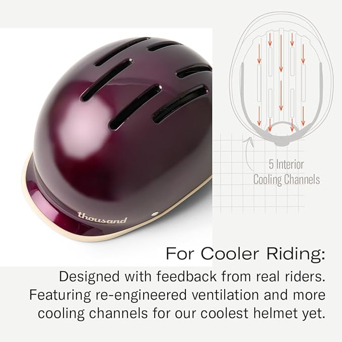 Thousand Heritage 2.0 Adult Bike Helmet; The Original Low Profile Retro Commuter Cycling Helmet Safety Certified for Bicycle Skateboard Skating Roller Skates; for Men & Women