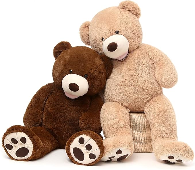 MorisMos Smile Giant Teddy Bear, 51inch Large Stuffed Bears with Big Footprints, Big Stuffed Animals Cuddly Plush Gifts for Girlfriends, Boyfriend, Dark Brown