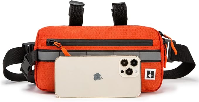 Waterproof Front Handlebar Bag for Kids' Bicycles, Converts to Crossbody Bag (Orange)