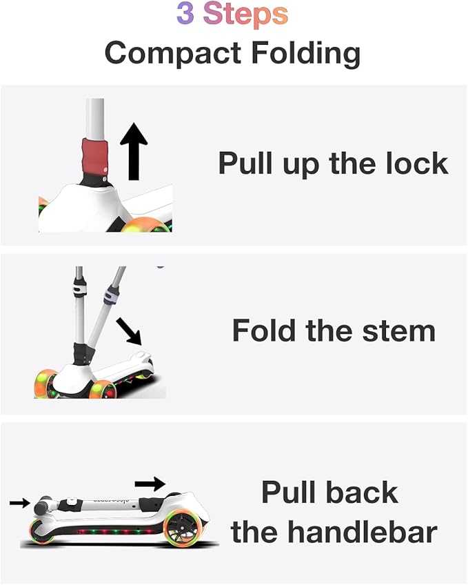 Elecorange Balance Electric Scooter for Kids Ages 2-9, 2025 Upgraded, Long Range, Friendly Thumb Throttle, Solid Wide Light Up Deck & Wheels, Adjustable Height, 5Mph Safe Limit, 60min Riding, Foldable