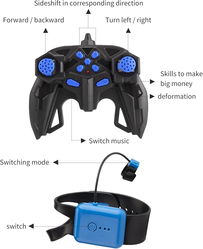 1:12 RC Stunt Car, 2.4GHz 4WD Remote Control Gesture Sensor Toy Cars, Double Sided Rotating Off Road Vehicle 360° Flips with Lights Music, Toy Cars for Boys & Girls Birthday