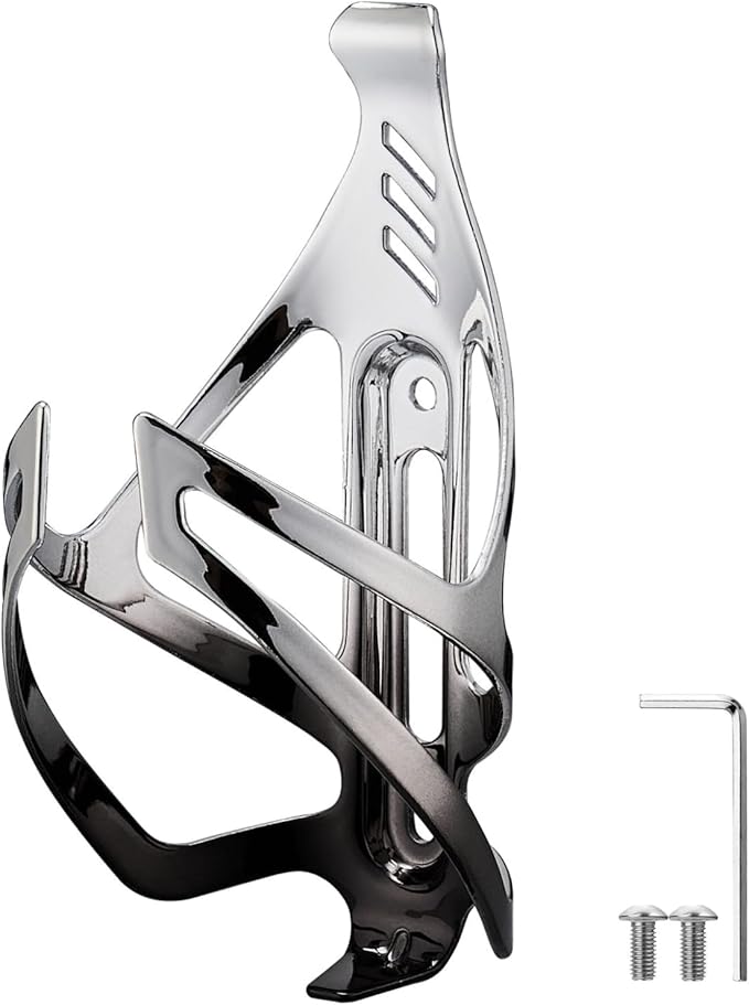 Corki Cycles Bike Water Bottle Holder Aluminum Alloy, Universal Bike Water Bottle Cage for Road, Mountain and Gravel Bikes - 1 Pack - Black Silver
