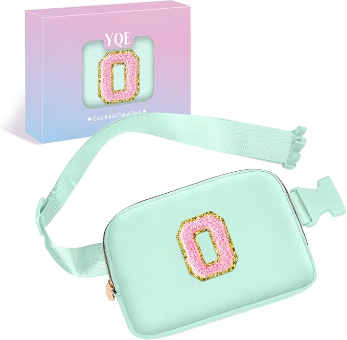 Birthday Gifts for Girls,Belt Bag Crossbody Bag for Girls Women Initial Waist Packs Teens Girl Fanny Pack,Personalized Accessories for Preppy Cute Stuff Gifts for Teens Kids (Green,O)