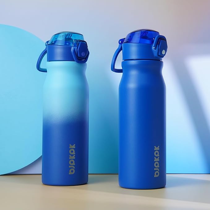 BJPKPK Insulated Water Bottle 25oz Stainless Steel Water Bottles with Straw and Carry Handle Double Wall Metal Thermal Flask,Sky