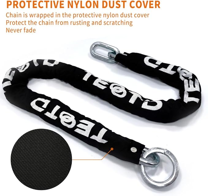 Heavy Duty Anti-Theft Motorcycle Chain Lock - 3ft/90cm Long, 10mm Thick Chain with Bright-Colored Lock, 4 Keys for Bicycle, Scooter (5.95lbs)