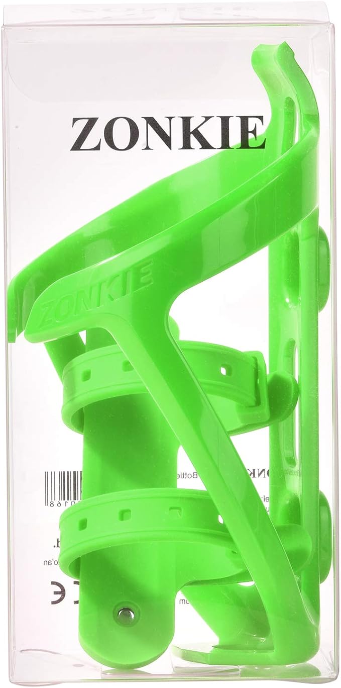 ZONKIE Bicycle Bottle Cages, Plastic Bike Bottle Holder with Cage Mounting Base (Green)