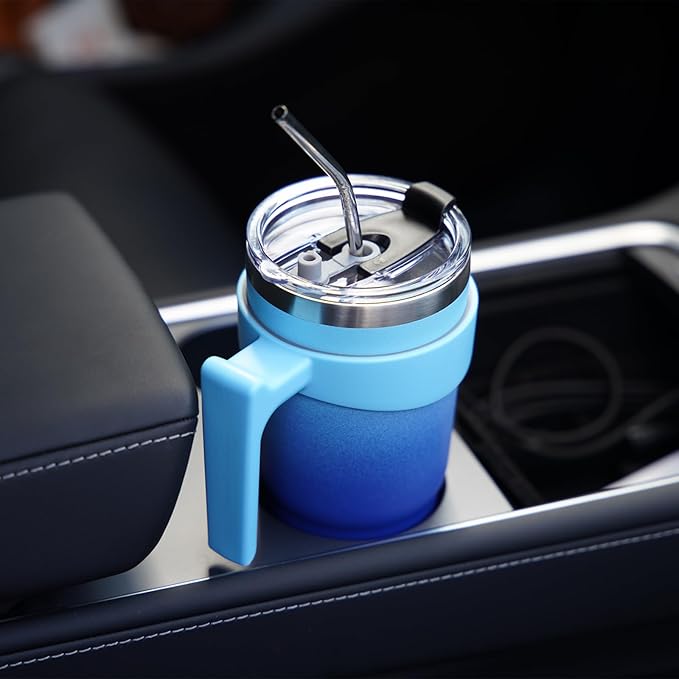 BJPKPK 10 oz Tumbler With Handle And Straw Stainless Steel Insulated Tumbler With Lid Reusable Metal Coffee Cups,Day Night