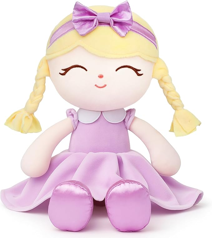 Soft Baby Doll Toys (16'') Baby Rag Doll for Girls Birthday Gift Christmas Plush Toys Gift for Toddler Kids (Purple)