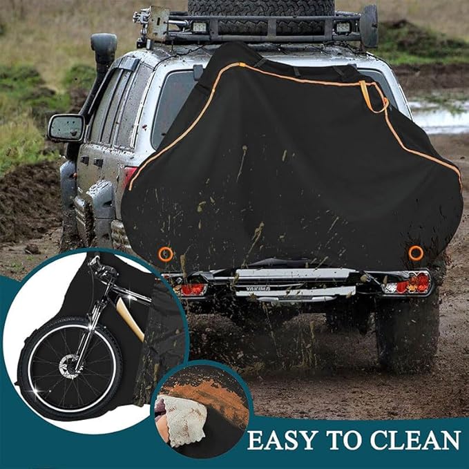 Bike Cover Outdoor Waterproof Transport Rack Storage Bicycle Cover,Rain Dust Resistant Wind Proof Lock Hole UV Coated,75L x 39W x 26H Inch (Black)