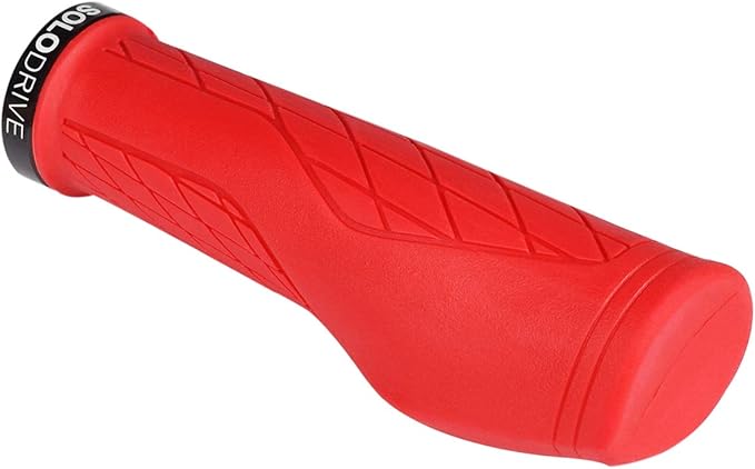 SOLODRIVE Ergonomic Design Mountain Bike Grips, Comfortable Bicycle Handlebar Grips, Single Lock-on and Non-Slip MTB Handle, Fit MTB, E-Bike, Hybrid, Scooter