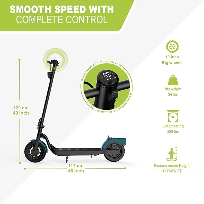 Electric Scooter Adults, Foldable E Scooter for Adults,500W Motor, 19 Mph, 21 Miles, 10" Tires Heavy Duty E-Scooter