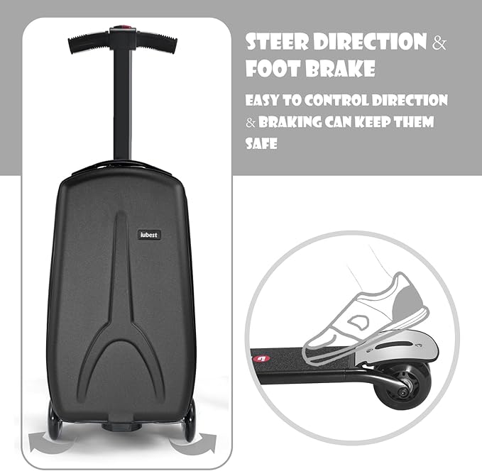 Scooter Luggage for Kids Scooter Suitcase for Ages 4-12, 4 in 1 Kids Luggage Boarding Suitcase Detachable & Foldable Scooter Travel Trolley Ride On Luggage-Blue